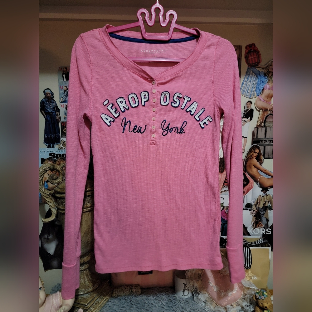 2000s Bubblegum Pink Aeropostale Long Sleeve Tee Large